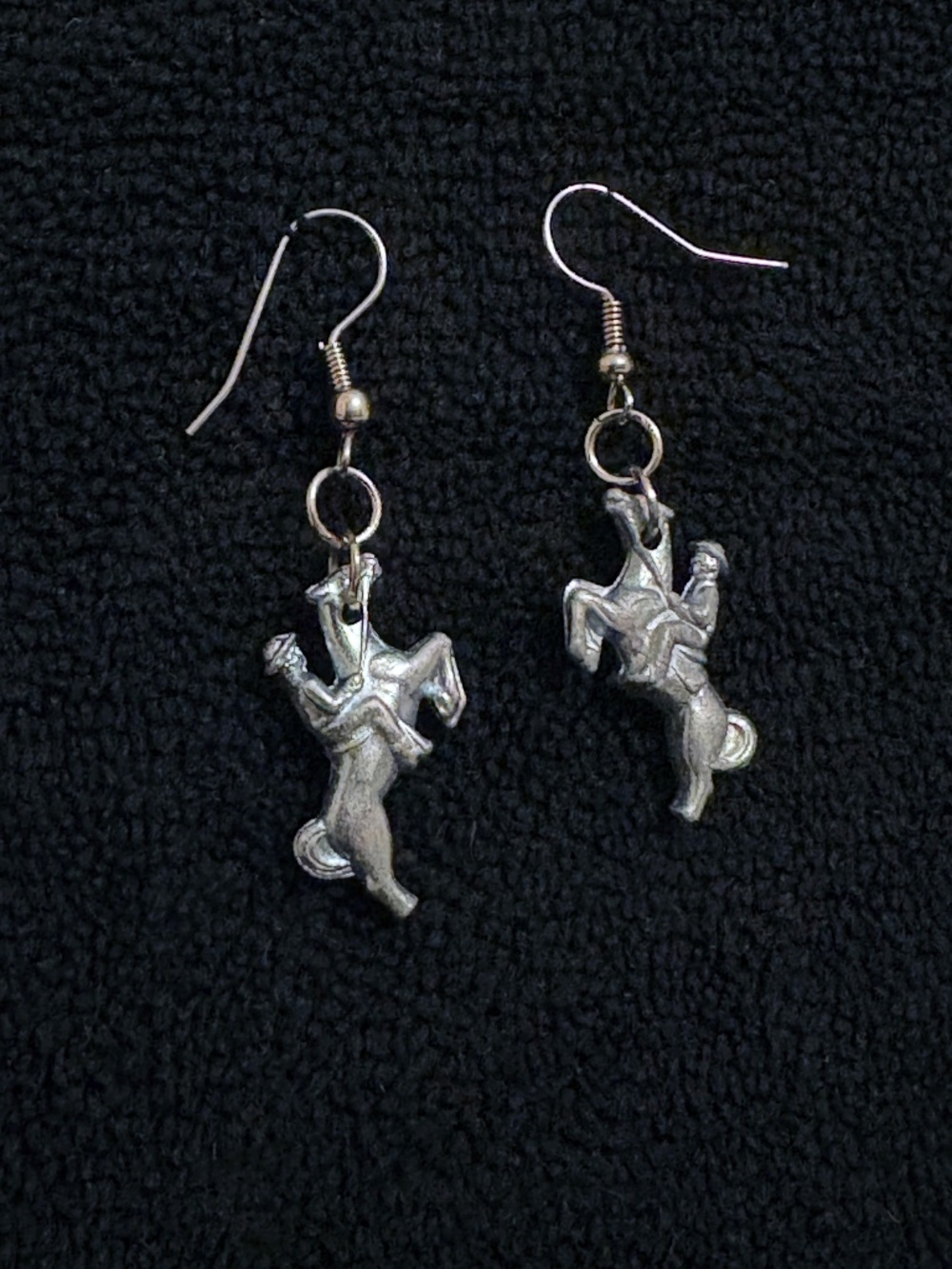 Vintage Upcycled Monopoly Horse and Rider Token Dangle Earrings
